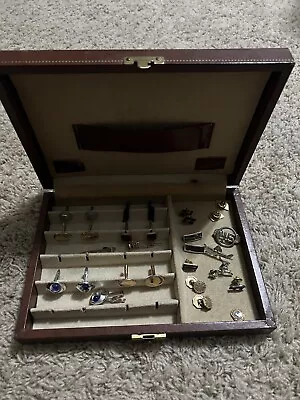 Lot Of Vintage Cufflinks Tie Bar Clips With Box Case Estate Foster Simmons • $30