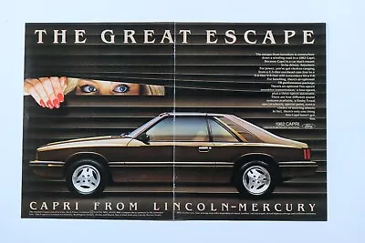 1982 Mercury Capri VTG The Great Escape Centerfold Original Print Ad 16 X 11  • $6.95