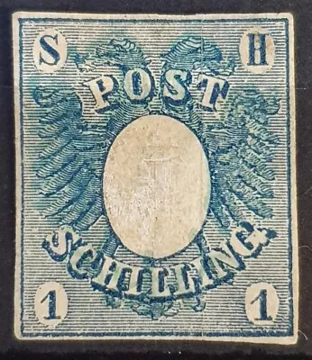 SCHLESWIG HOLSTEIN GERMANY 1850 Unused No Gum Imperf 1 S Blue Michel #1 • $42