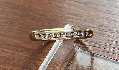 14k Yellow Gold .28ctw Diamond Channel Set Mens Wedding Band Sz 10 • $274.99