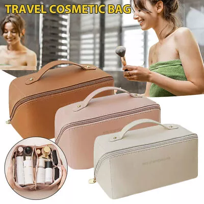 £3.99 • Buy Large-Capacity Travel Cosmetic Bag Organizer Makeup With Brushes Slots Dividers