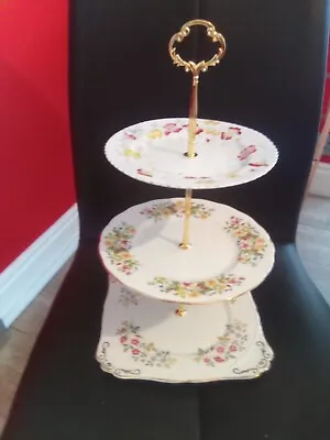Vintage 3 Tier Mix/ Match  Cake Stand Colclough Hedgerow + Sunningdale + Waa Co • £12.99
