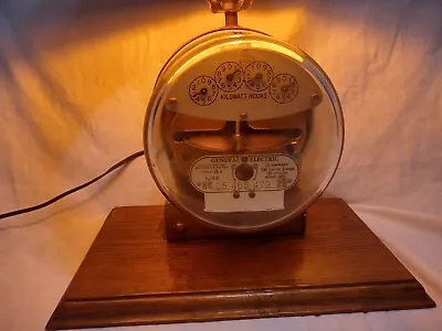 Vintage General Electric Watt Hour Meter Table Lamp Light - READ!! • $119.97