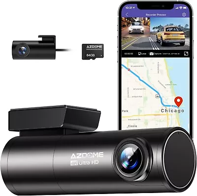 $151.61 • Buy AZDOME 4K Dash Cam Front And Rear, Built In WiFi GPS Dual Dashcam For Car, Voice