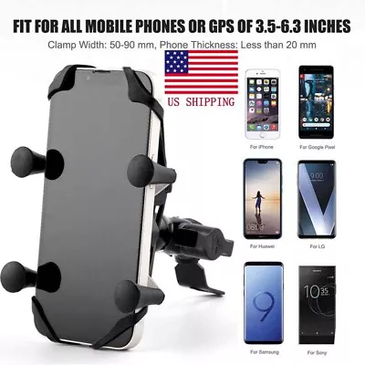 Motorcycle Bike ATV Cell Phone GPS Handlebar Mirror Mount Holder USB Charger NEW • $12.99