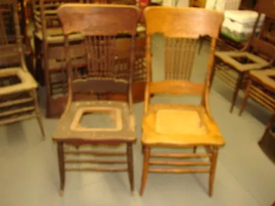 2 Antique Pressed Back Chairs W/ Rope Twist Spindles - For Restoration • $189.99