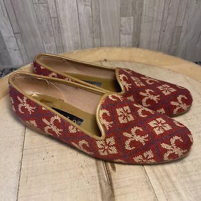 $29.99 • Buy Zalo 7.5N Womens Needlepoint Stitched Smoking Slipper Loafer Shoes Tapestry
