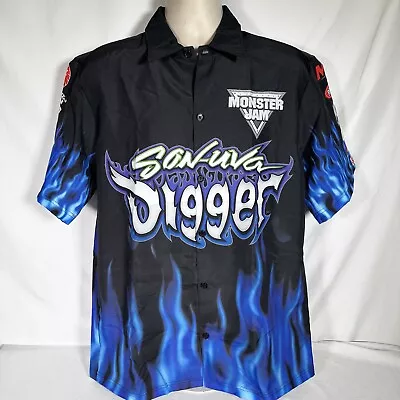 Monster Jam Son-uva Digger All Over Print Size M Button Up Shirt Black HTF • $69.97