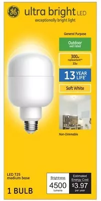 GE Ultra Bright LED Light Bulb 300 Watt Equivalent Soft White T25 • $24.88