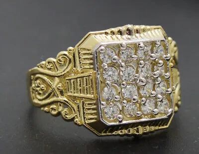 Real Solid 10K Yellow Gold Mens Pinky Square Ring Cz 14.3mm ALL Sizes  • $207.45