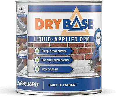 Drybase Liquid Damp Proof Membrane 1 Litre White - Damp Proofing Paint For & • £24.90
