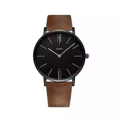 New Minimalist Mens Watches Black Dial Brown Leather Strap • £12.60