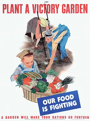 Plant A Victory Garden - Food Fighting - 1943 - World War II - Propaganda Poster • $9.99