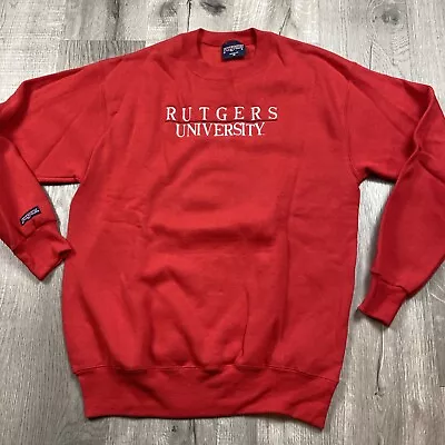 Vintage 90s Rutgers Scarlet Knights Sweatshirt Mens Medium Red Jansport Crewneck • $34.99
