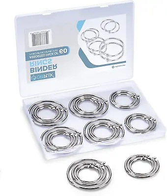 (60 Pack) Loose Leaf Binder Rings Assorted Sizes (11.251.52 Inch) Premium Ni • $12.41