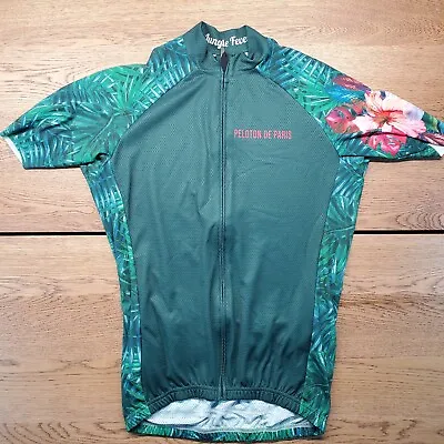 $45 • Buy Peloton Da Paris Jungle Fever Mens Large Cycling Jersey Green Full Zip S/S