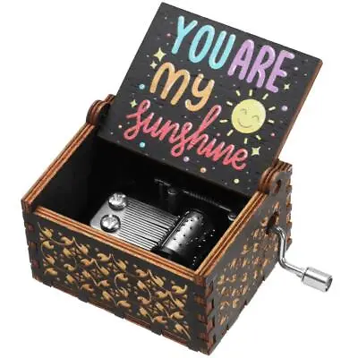 Hand-Cranked Black Engraved You Are My Sunshine Music Box Musical Boxes • £5.22