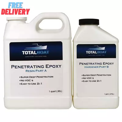 Clear Penetrating Epoxy Wood Sealer Stabilizer For Rot Repair And Restoration (Q • $80.26