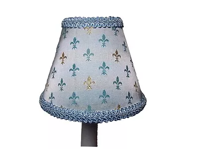 Baby Blue Fleur De Lis Chandelier Shade 5  Mini Lamp Sconce Shade Nursery Gold • $5