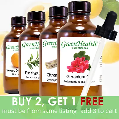 Essential Oil 4 Oz With Free Glass Dropper All Natural Uncut 50+ Popular Oils • $13.99