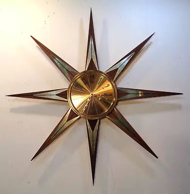 VTG Mid Century Modern Welby Starburst Sunburst Wall Clock Battery 25  • $329.95