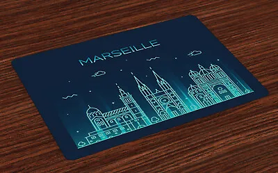 £14.99 • Buy France Place Mats Set Of 4 Linear Art Marseille Skyline