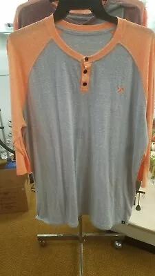 Hurley 3/4 Sleeve Henley Shirt Men's Size XL Gray/Orange • $15