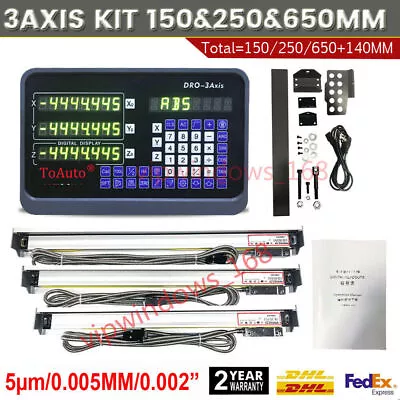 3Axis Digital Readout DRO Display & 3pc Linear Glass Scale 150&250&650mm TTL Kit • $532.51