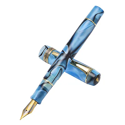 Kaigelu 316A Blue-Black Celluloid Fountain Pen Iridium EF/F/M Nib Gift Ink Pen • $25.30