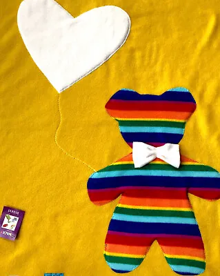 Wacky Rainbow Teddy Wrap Blanket Yellow Handmade In Ireland • £19.99