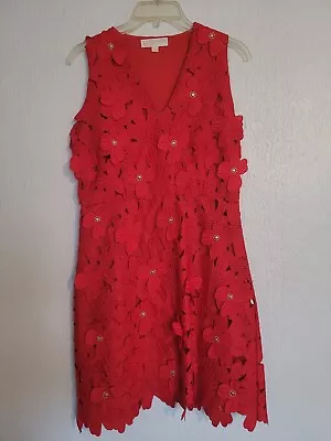 MICHAEL KORS Women's Red & Gold Floral Print Dress Size 6 • $29.99
