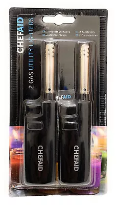 2x Mini Gas Lighter Refillable For Camping Kitchen Hob Candle Chef Aid • £5.39