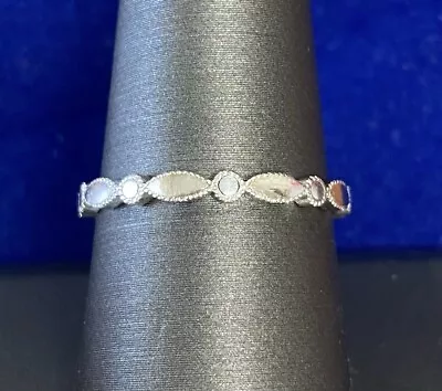 14k White Gold Dot & Eye Eternity Band Milgrain Edge Preowned Size 9 • $138