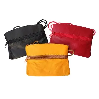 Women's Leather Neck Pouch Shoulder Bag Clutch Bag Cross Body Mini Handbag Bag • £9.99