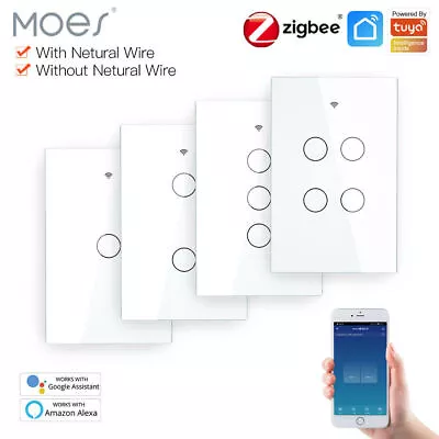 MOES ZigBee Smart Light Switch Wall Touch Alexa Google Voice Control APP Remote • $38.99