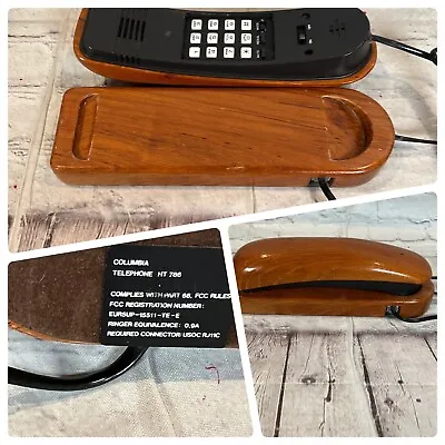 Vintage Columbia Woodgrain Push Button Desk Landline Telephone Retro Prop Decor • £43.74