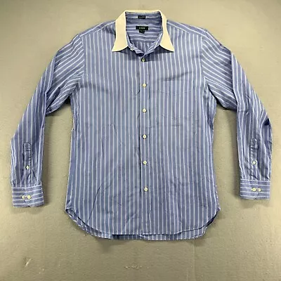 J Crew Button Up Shirt Mens Medium Blue Striped Long Sleeve Tailored Fit Pocket • $17.99