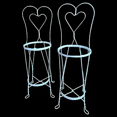Heart TWISTED METAL WROUGHT IRON ICE CREAM PARLOR STOOLS BAR CHAIR Planter Patio • $770