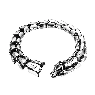 Gothic Punk Men's Stainless Steel Dragon Bracelet Bangle Wristband Heavy • $24.99