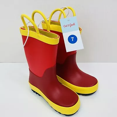 Boys Toddler Ali Winter Rain Snow Boots Red And Yellow Cat And Jack Size 7 • $5