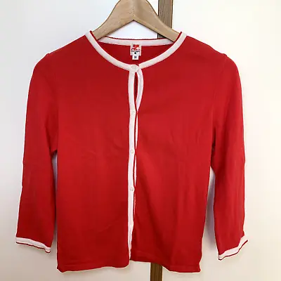 Courreges 21 Vintage Red Knit Cardigan 38 Three Quarter Sleeve Japan • $49