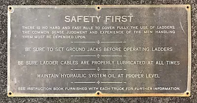 Rare Vintage Fire Truck Ladder Safety Plaque Sign Placard Common Sense Rules • $99.99