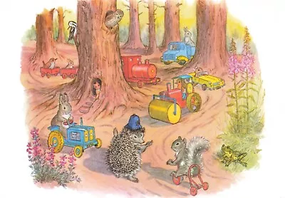 Postcard Woodland Policeman Trucks Anthropomorphic Molly Brett Illustrator 6x4 • $6.01