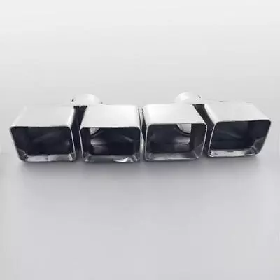 Quad Square Out Exhaust Tips 2.5  Inlet 6.5  Long Angle Cut Double Wall SS304 • $288.16