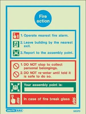 £14.62 • Buy (5537) Fire Action Notice Sign