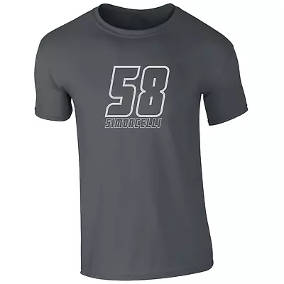 Marco Simoncelli 58 MotoGP Rider Charcoal T Shirt Silver 58 Motorbikes 6 Colours • $13.64