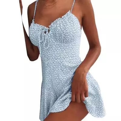 Sexy Womens Summer Boho Floral Printed Mini Dress Strappy Holiday Beach Sundress • $15.99