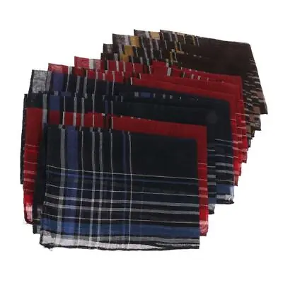 12x Mens Vintage Comfy Cotton Pocket Square Classic Check Plaid Hankies Kerchief • £8.27