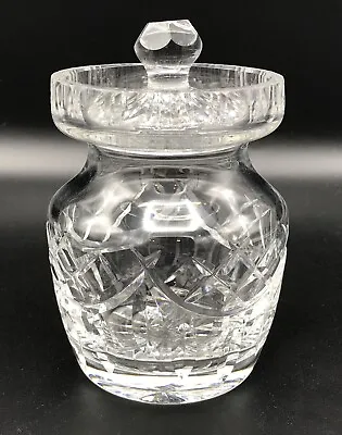 Cut Glass Jam Jelly Marmalade Jar & Lid Cross Cuts Curved Miters Antique • $8.49