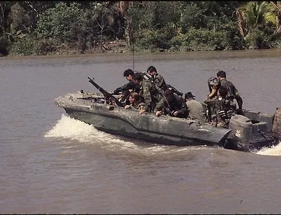 U.S. Navy Seal Team Move Down Bassac River 8 X 10  Vietnam War Photo Picture #59 • $7.43